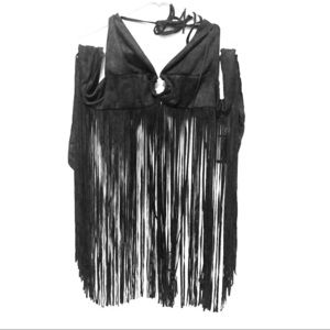 NWT Black Fringe Haulter